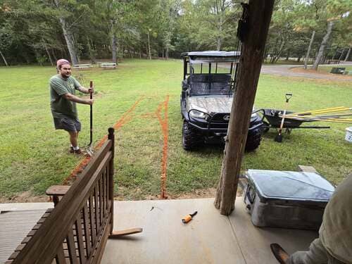 Backyard Bros team working on a custom outdoor living project in Dalton, North Georgia